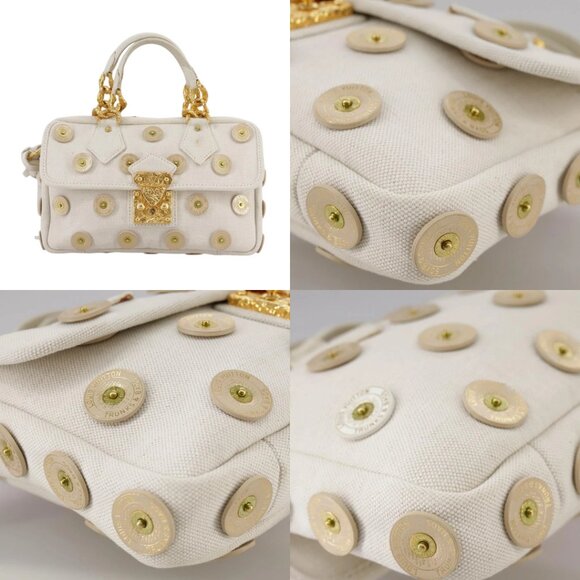 LOUIS VUITTON Tinkerbell Polka Dots Panama Bag Canvas White M95407 Auth 106959 - Picture 13 of 15